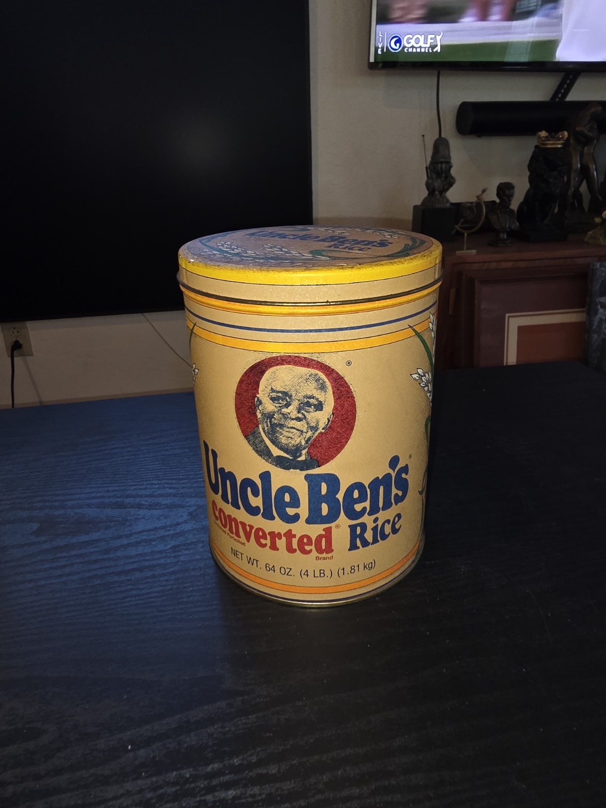 Vintage 1985 Uncle Ben\'s Rice Tin 64oz Container Kitchen Storage