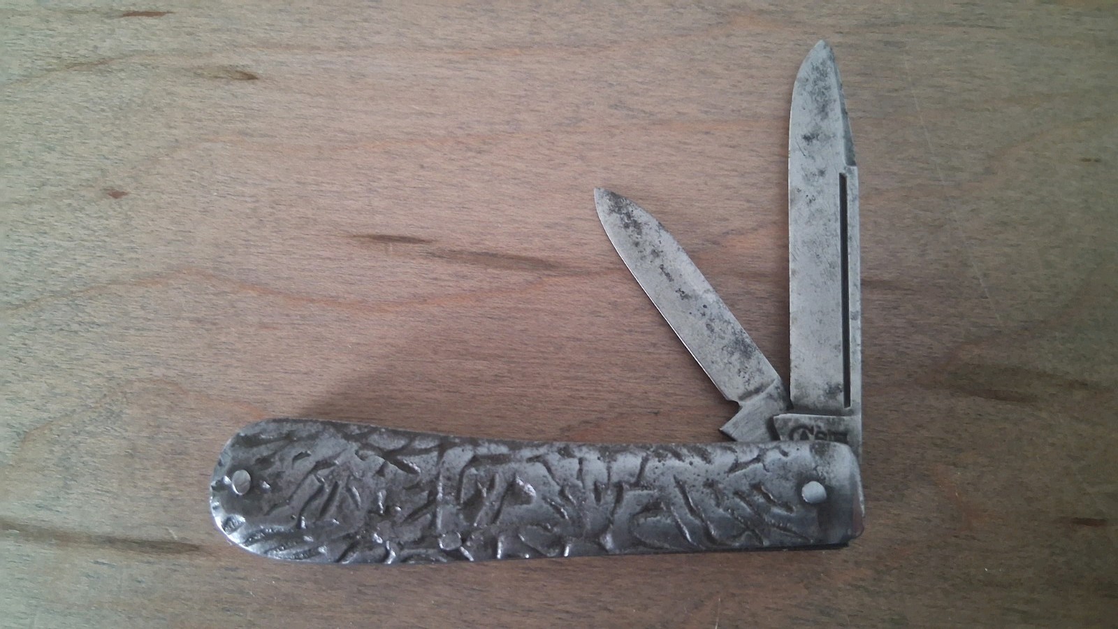 RARE 1920-1940 Case Knife ~ Embossed Metal Handle Jack Knife/ Unique Blade
