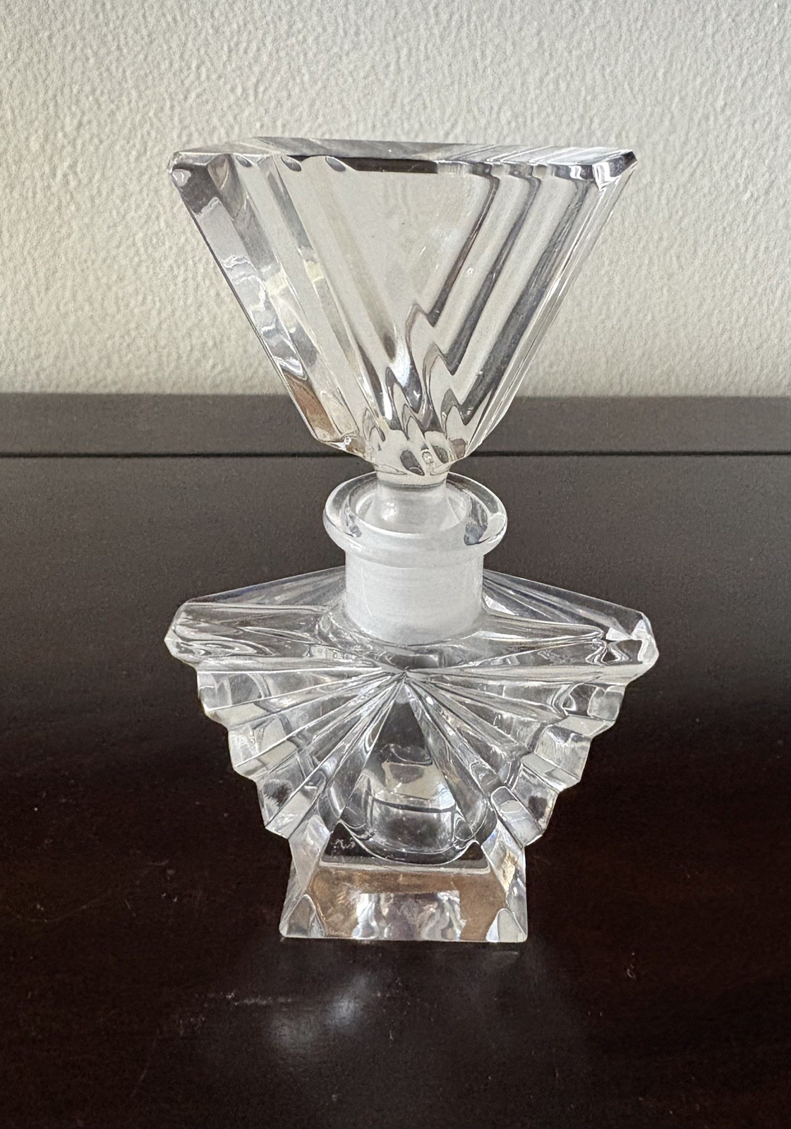 Rare Art Deco ACC Asymmetrical Hand Cut Faceted Crystal Scent Perfume Bottle