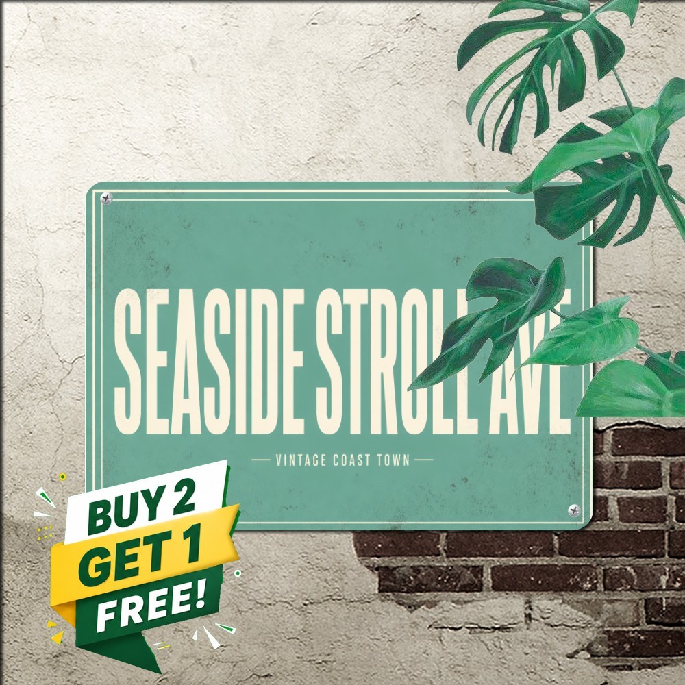 Beach Bum Boulevard Tin Sign Coastal Surf Board Ocean Metal Wall Plaque