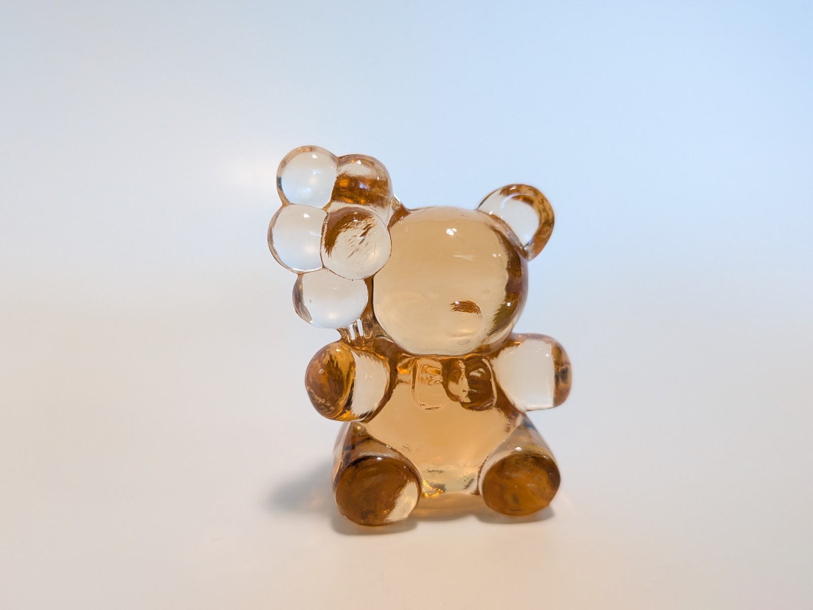 Vintage Boyd Glass Patrick Balloon Bear Peach Art Glass Figurine
