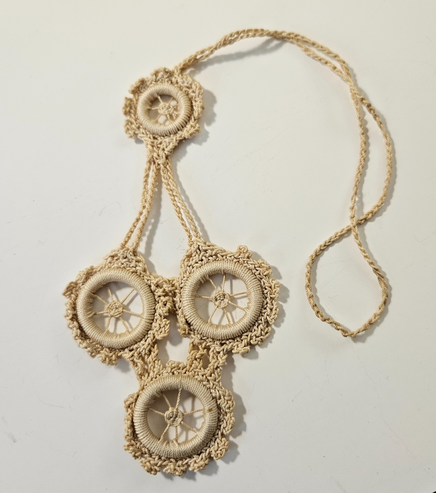 Rare Antique Motoring Crochet Lace Bookmark Automobile Wheels Automobilia