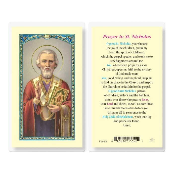 St. Saint Nicholas - Prayer to St Nicholas - Laminated Holy Card E24-508