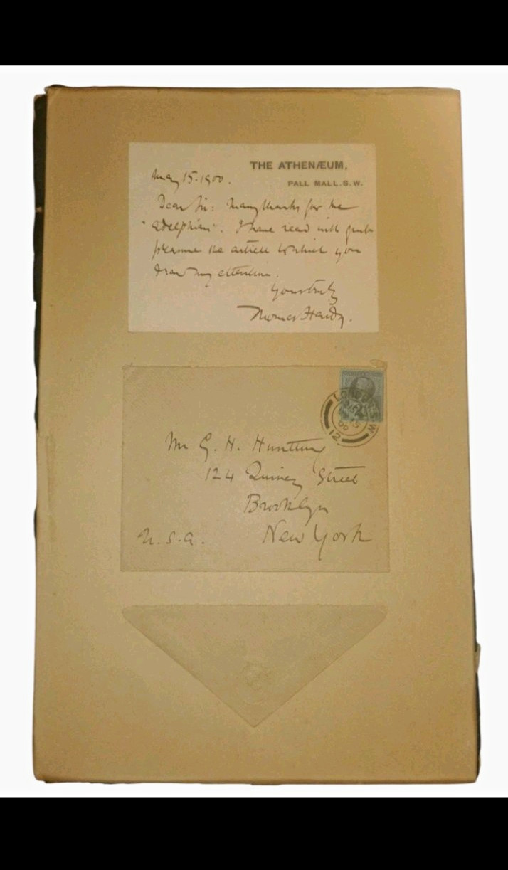 Antique THOMAS HARDY Autographed Card w/ COA • The Athenaeum • 1900 • RARE