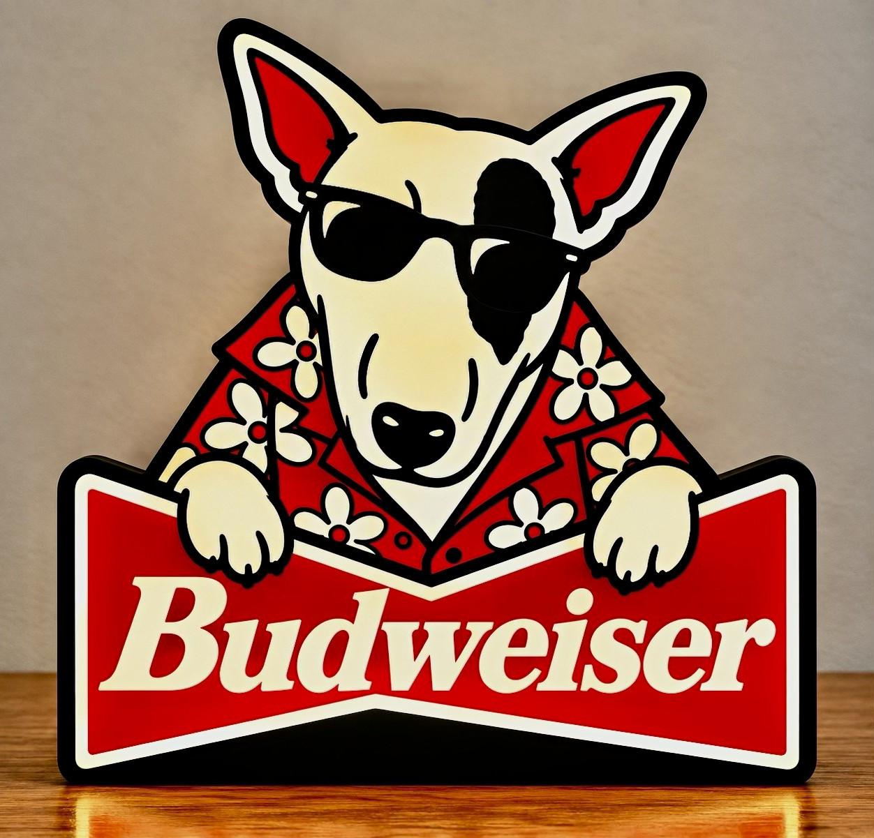 Budweiser Spuds MacKenzie LightBox Display USB Powered Dimmer Retro Beer Sign