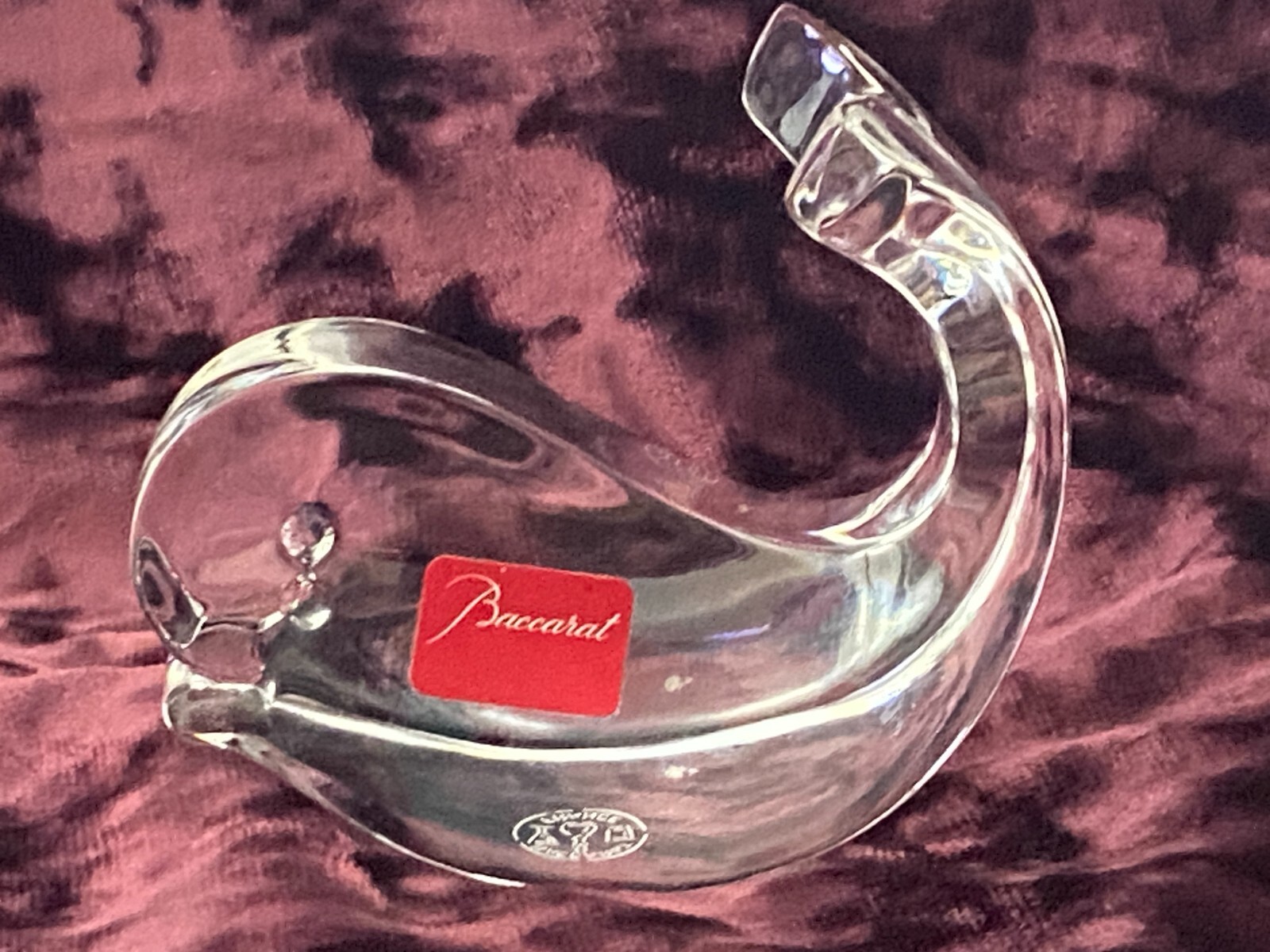BACCARAT ~ Signed Small Clear Crystal WHALE Figurine 2.75\
