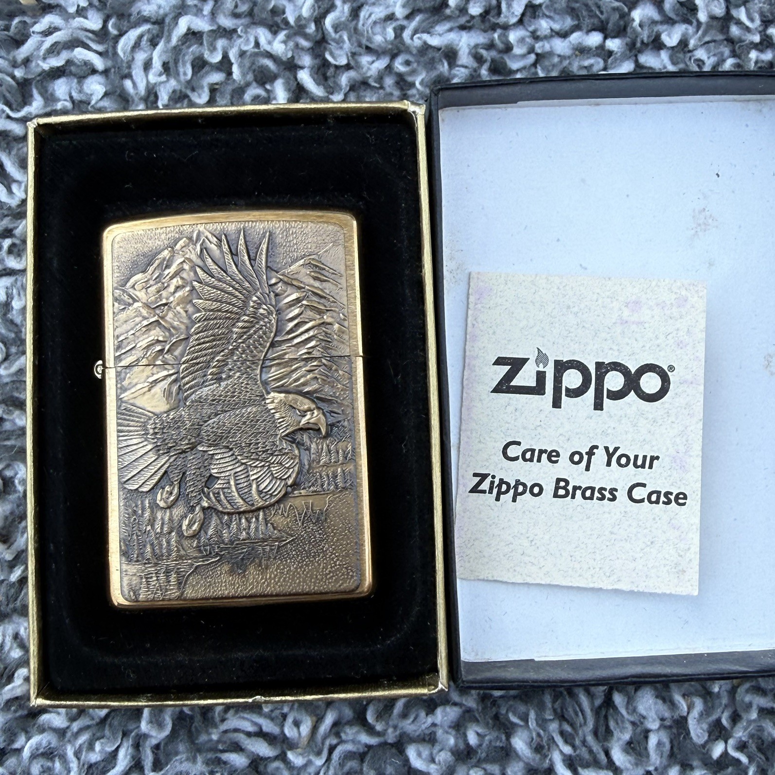 Vintage Zippo 2000 Barrett Smythe Soaring Eagle Brass Lighter With Box NEW