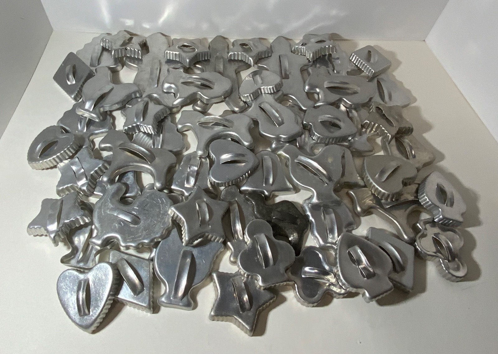 Vintage Aluminum Cookie Cutters With Handles Huge Lot (55) Christmas Animals