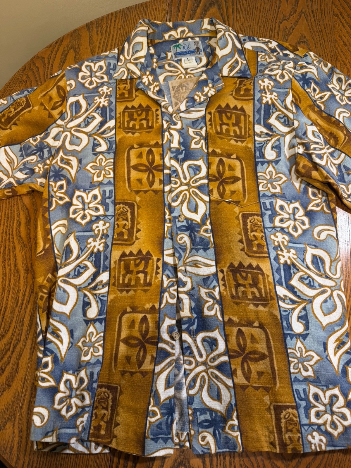 Vintage Hawaiian Shirt - Tribal Stripe Pattern by RJC - Men's Extra-Large