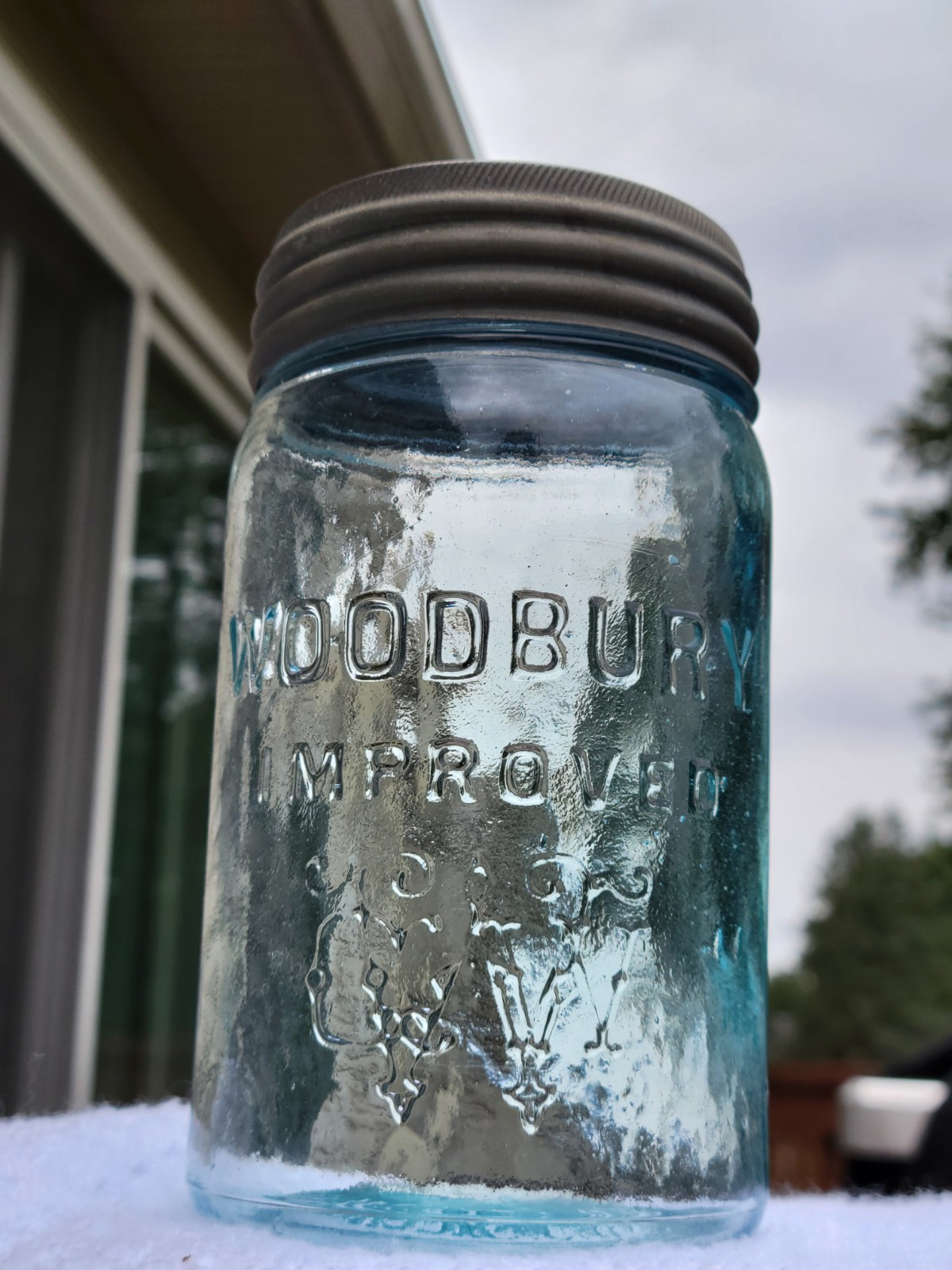 Original Complete Crude Aqua Pint Woodbury Improved Fruit or Canning Jar Nice Original Complete Crude Aqua Pint Woodbury Improved Fruit or Canning Jar Nice