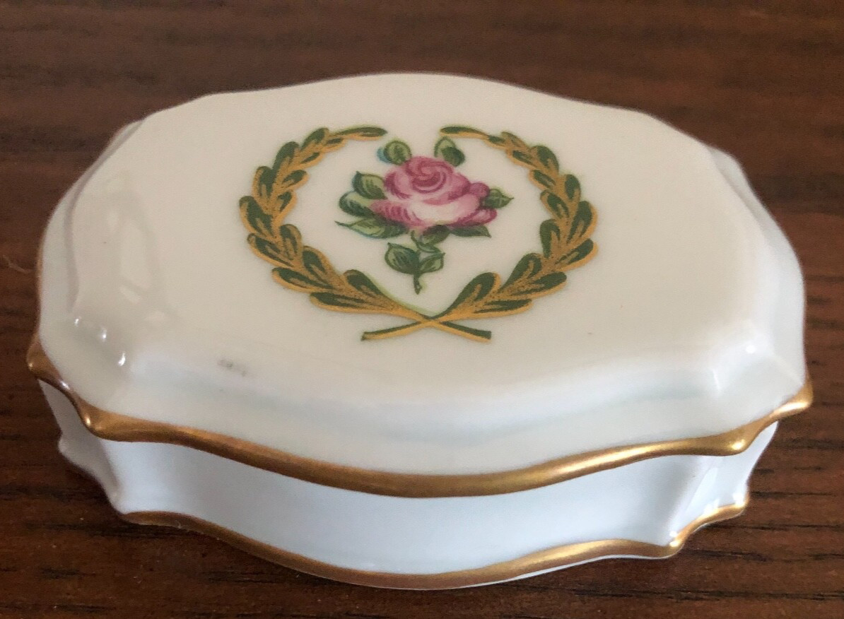 Limoges Trinket Box Porcelaine Malbec Decor Empire Saint-Cloud France