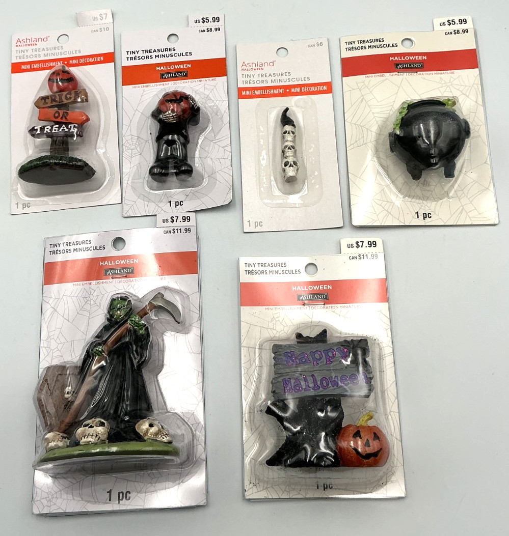Ashland Halloween Tiny Treasures Resin Figurines Lot of 6 Mini Decorations
