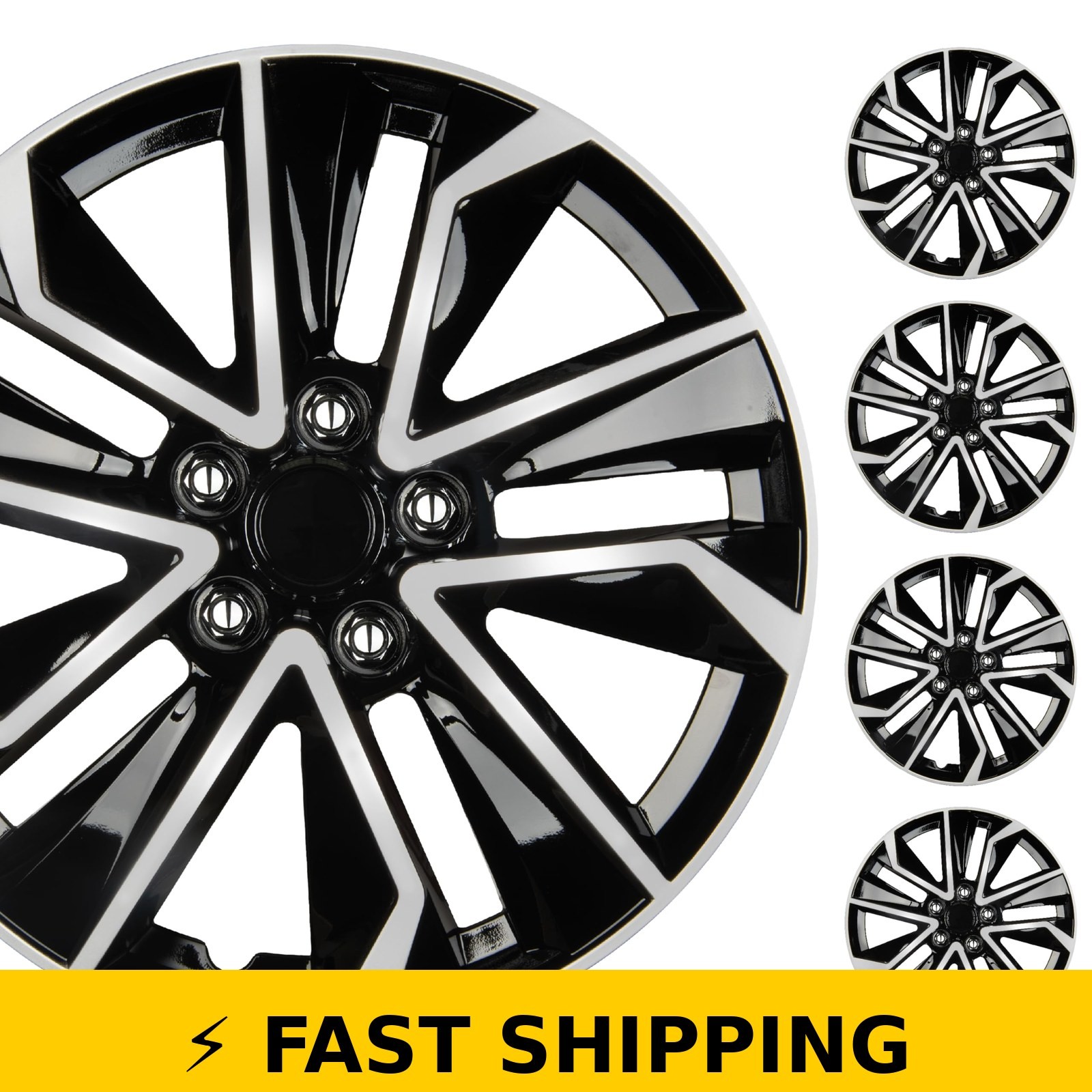 BDK 16 Inch Hubcaps Set of 4 - Snap-On Wheel Covers - Black & Silver BDK 16 Inch Hubcaps Set of 4 - Snap-On Wheel Covers - Black & Silver