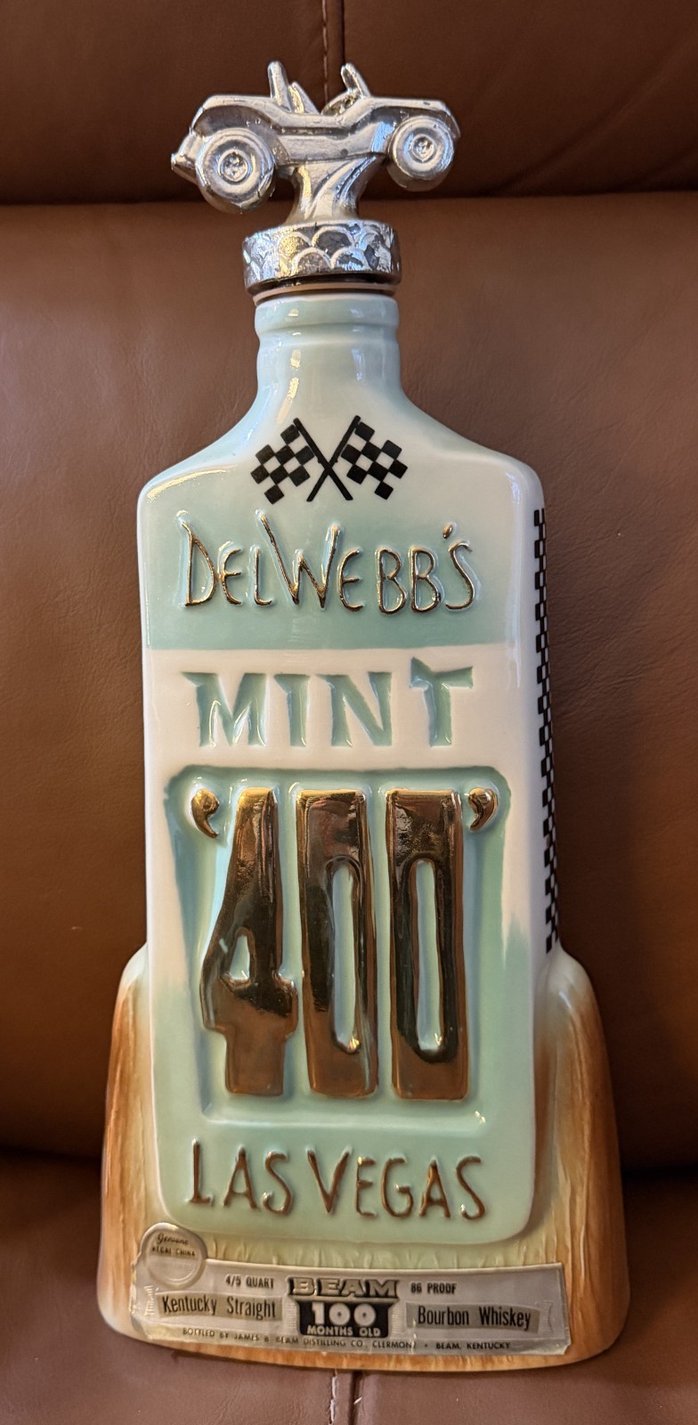 VINTAGE 1970 JIM BEAM DEL WEBB\'S MINT 400 LAS VEGAS DECANTER VINTAGE 1970 JIM BEAM DEL WEBB\'S MINT 400 LAS VEGAS DECANTER