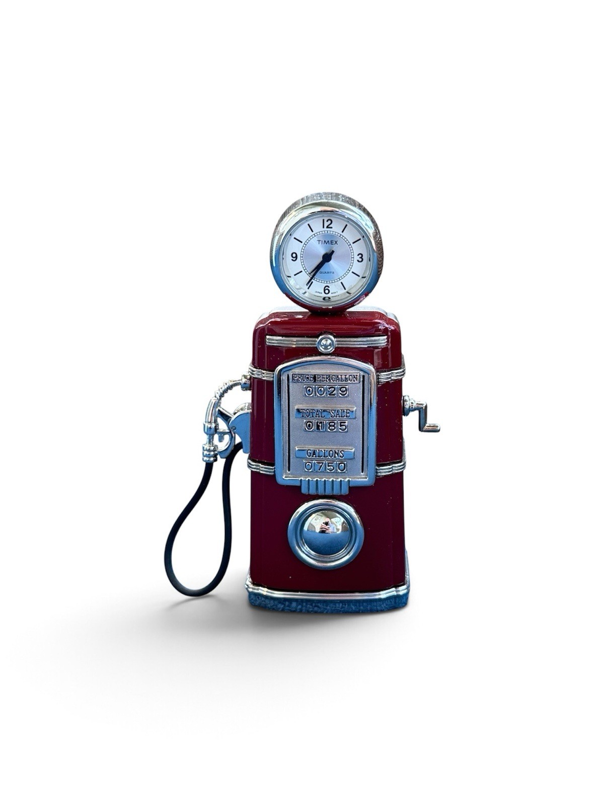 Timex Vintage Collectible Miniature Clock Retro Gas Pump Red Silver Timex Vintage Collectible Miniature Clock Retro Gas Pump Red Silver