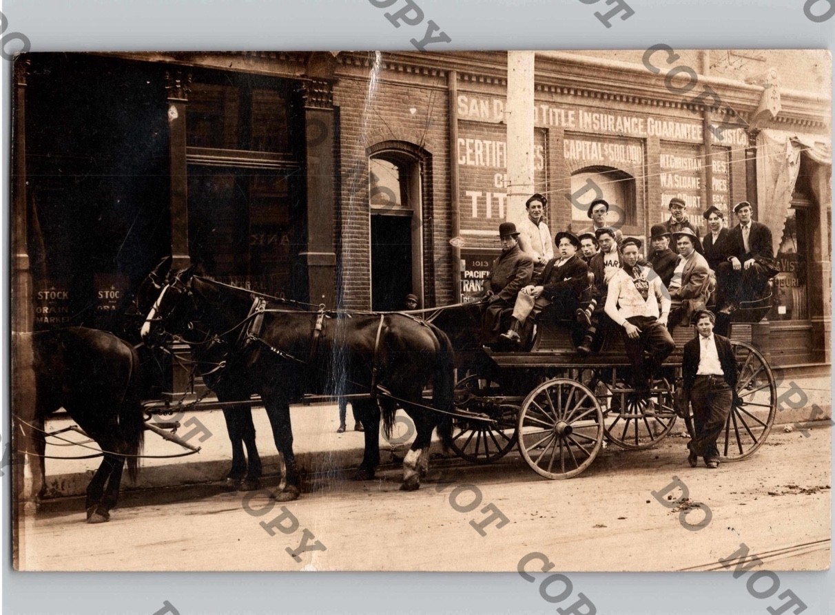 c1910 Wagon Baseball Team? San Diego Title Insurance Trust Co California CA RPPC