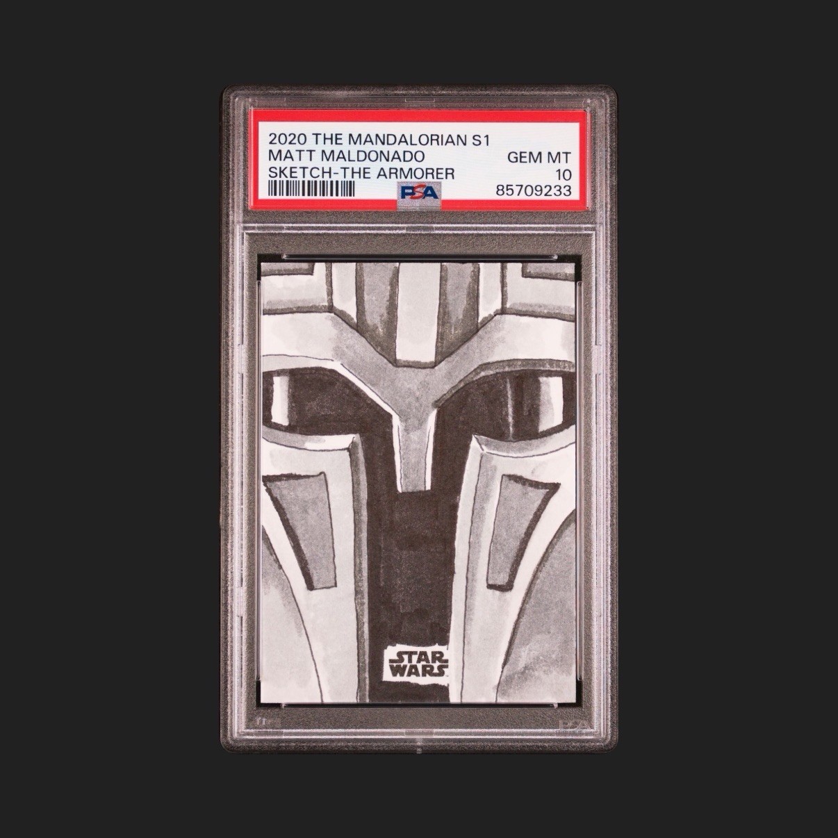 Topps 2020 The Mandalorian S1 Original Sketch Artist Signed Armorer PSA 10