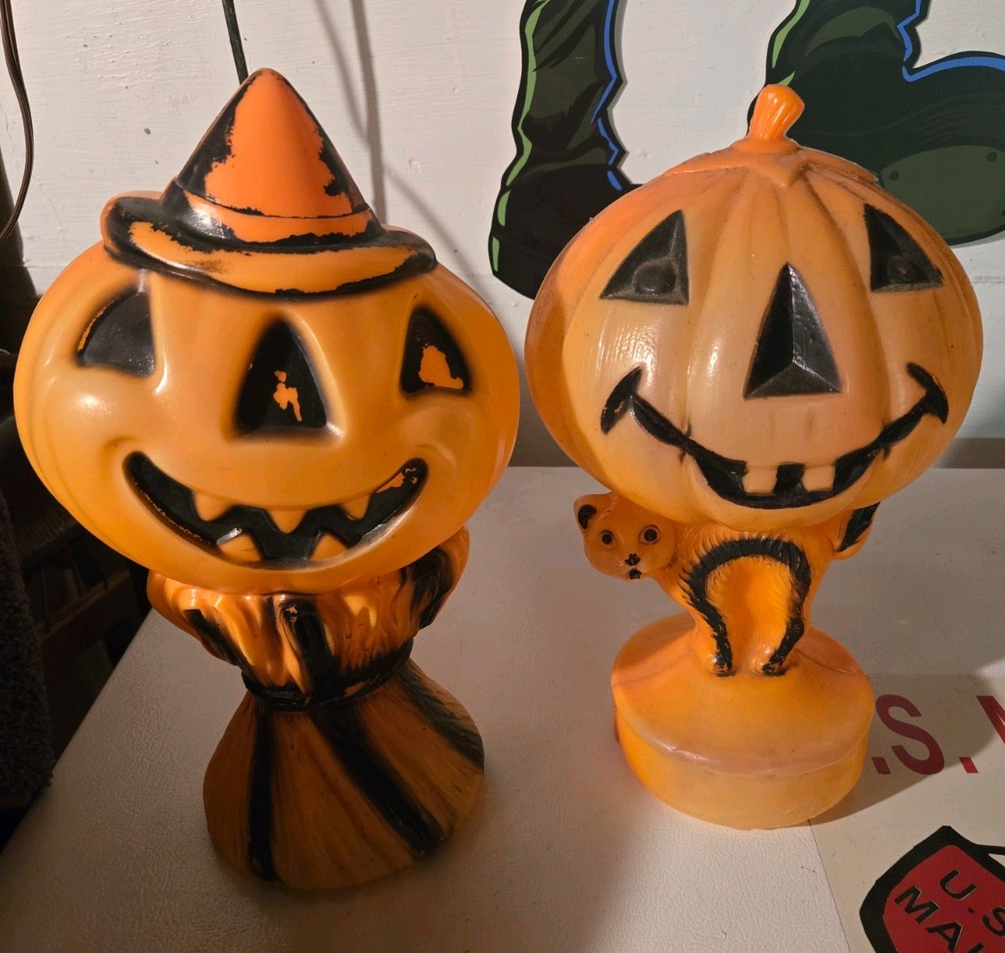 VTG 60S EMPIRE HALLOWEEN BLOW MOLDS  LOT OF 2  JACK-O-LANTERN 14\