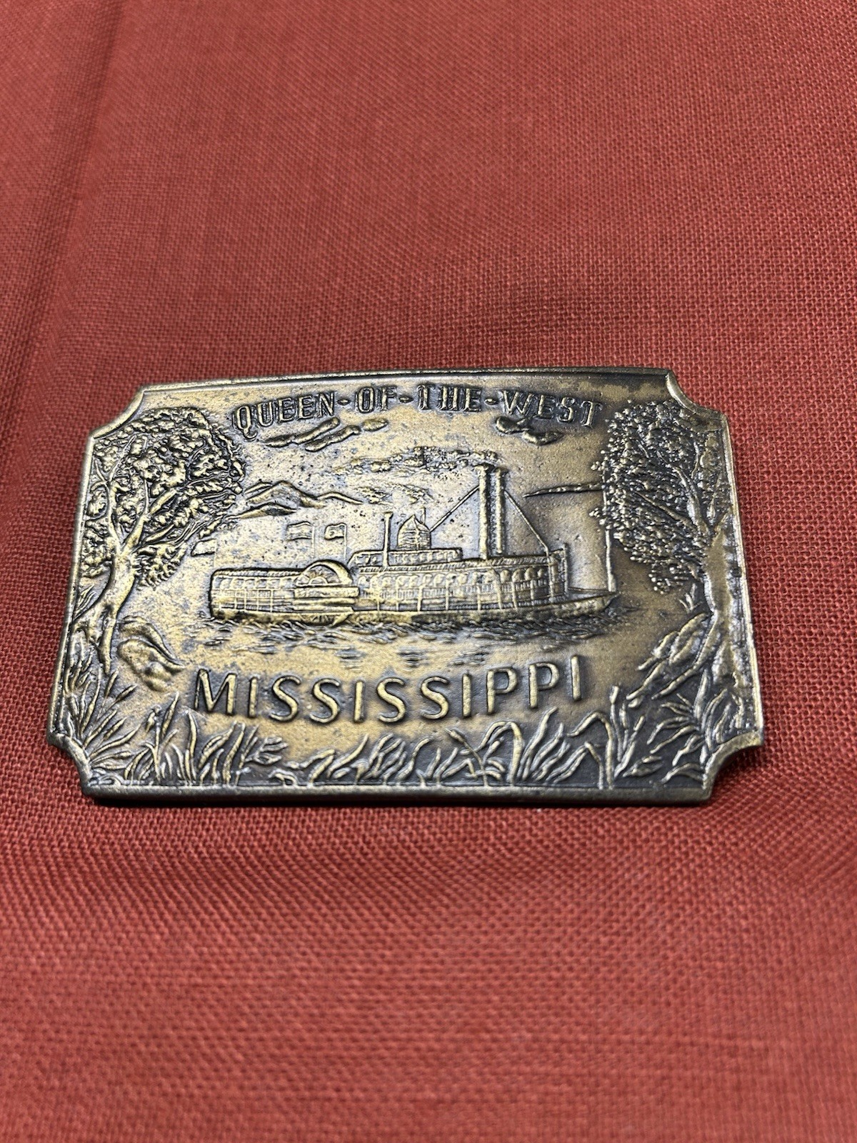 Vintage 1973 Bergamot Queen of the West Mississippi Riverboat Belt Buckle