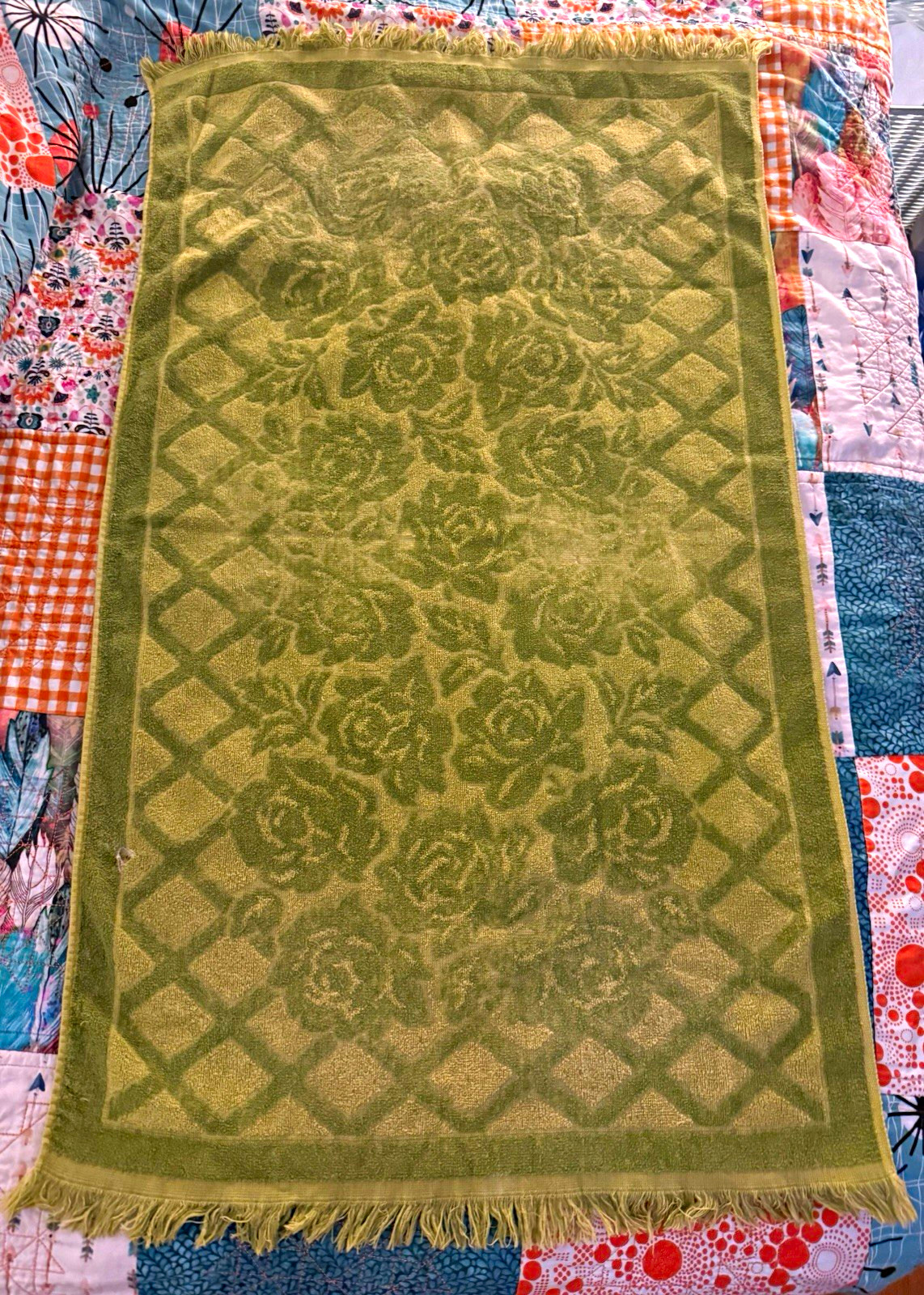 Vintage St. Mary’s Green Floral Bath Towel