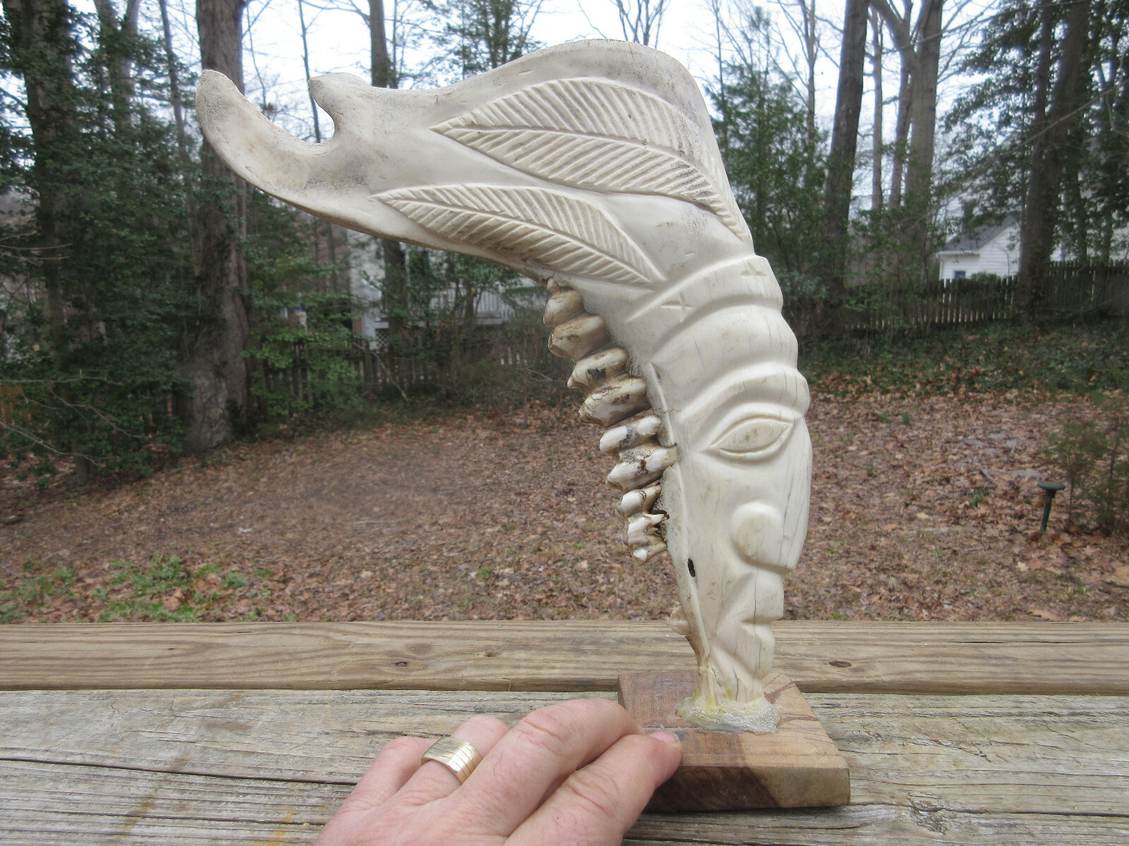 Antique Carved Jaw Bone with teeth of a Native American 10 1/2\