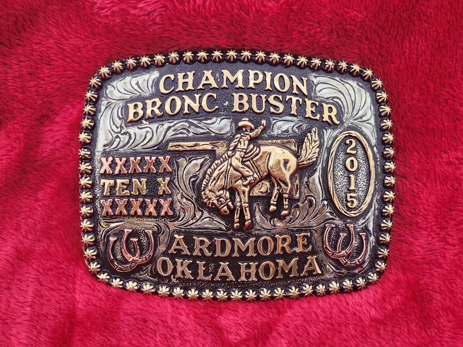 CHAMPION BRONC RIDING PROFESSIONAL TROPHY BUCKLE☆ARDMORE OKLAHOMA☆2015☆RARE☆884