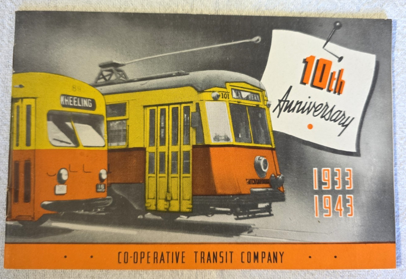 1944 Co-Operative Transit Co. 10th Anniversary Booklet Wheeling, WV Trolley Bus