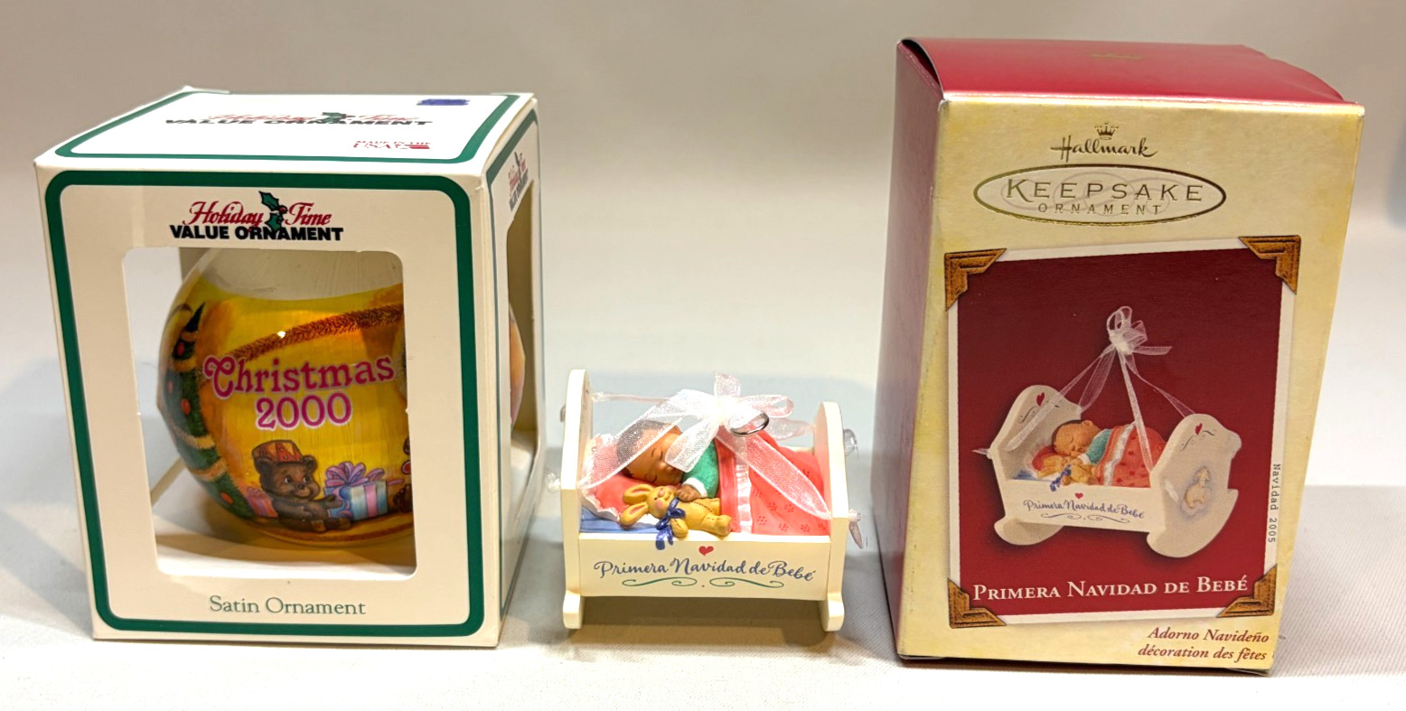 Vintage Christmas Ornament Lot - 2005 Hallmark Keepsake & 2000 Holiday Time