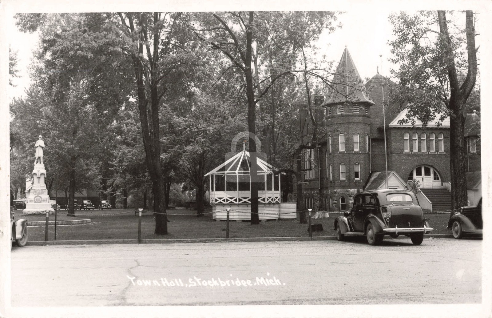 Town Hall, Stockbridge MI Michigan RPPC Photo Postcard COPY