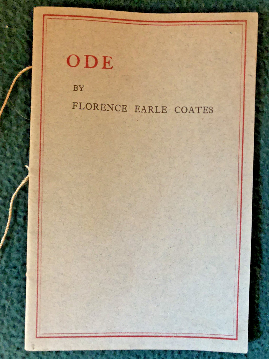 POETRY Florence Earle Coates MEMORIAL ODE to America Independence Hall 1898 RARE
