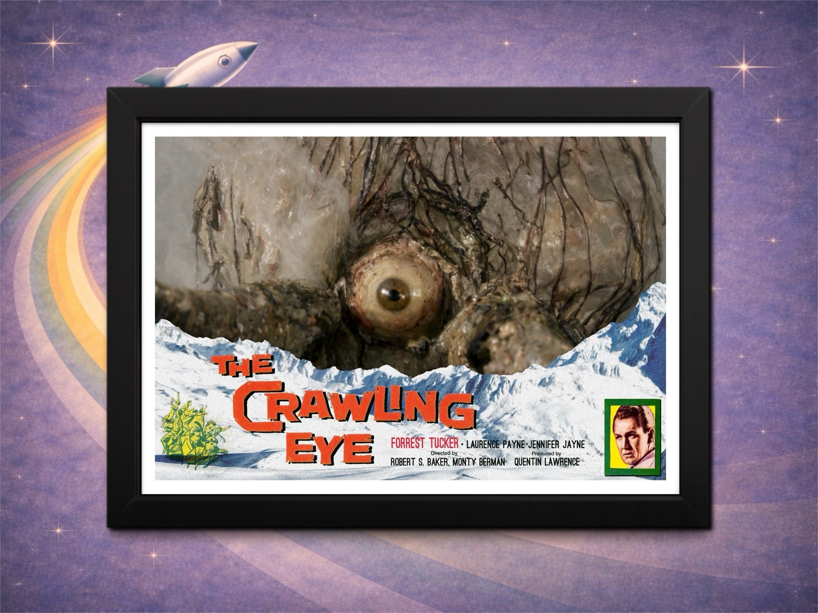 Framed The Crawling Eye 1958 Lobby Card Style Print Giant Eye Scene