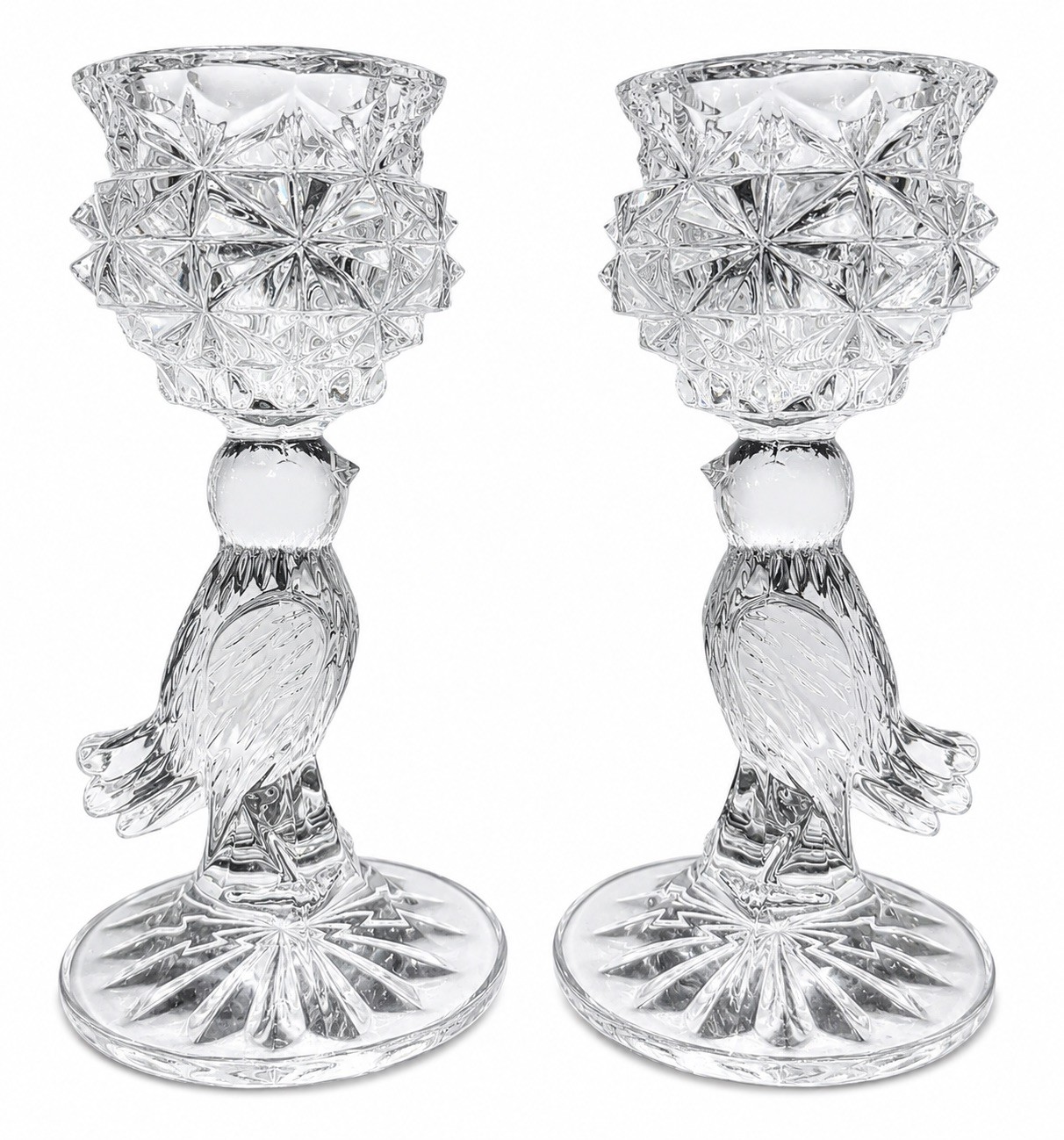 Vintage Hofbauer Crystal Byrdes Collection Bird Candlestick Holders Germany Set2