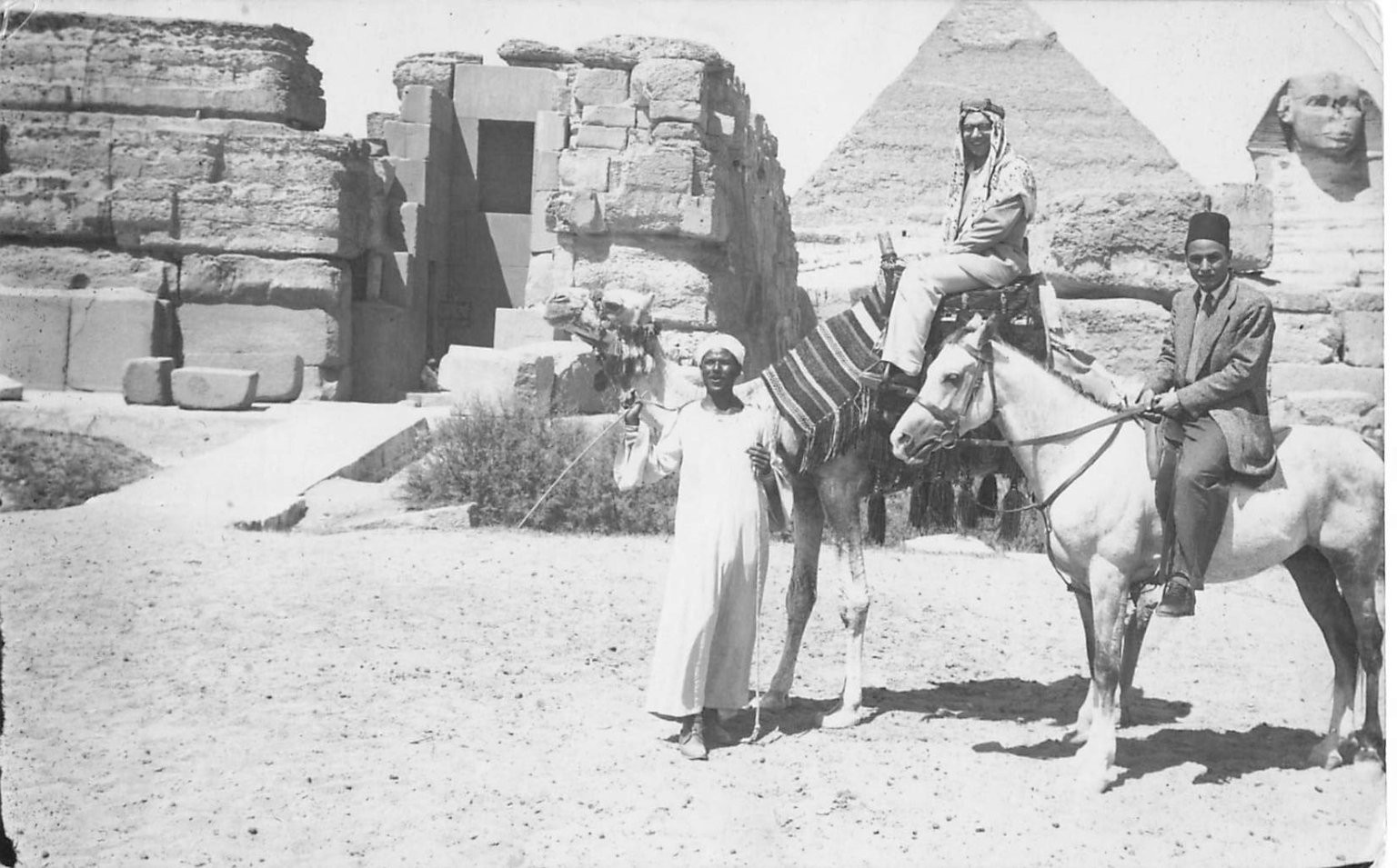1951 Egypt Giza Pyramids Sphinx RPPC Camel Horse MIT Dr. Harold Hazen