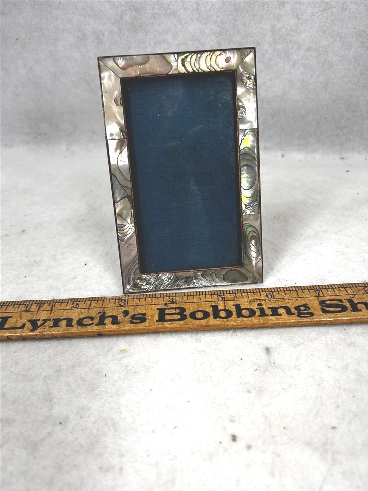 antique picture frame MOP mother of pearl gray pink 4.75 x 3 original 1890