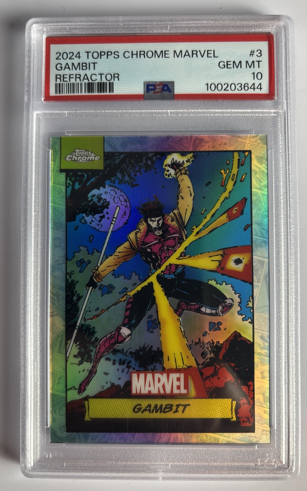2024 Topps Chrome Marvel Gambit Refractor PSA 10 MINT #3