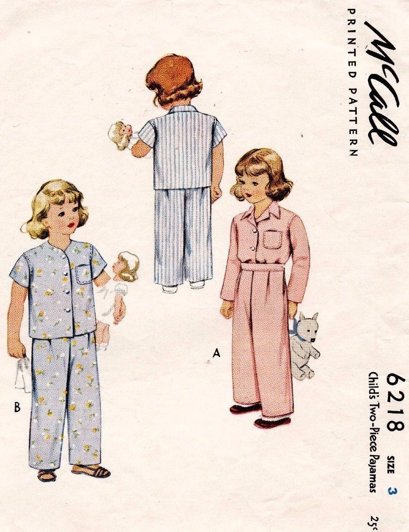 1940\'s VTG McCall Child\'s Pajamas Pattern 6218 Size 3