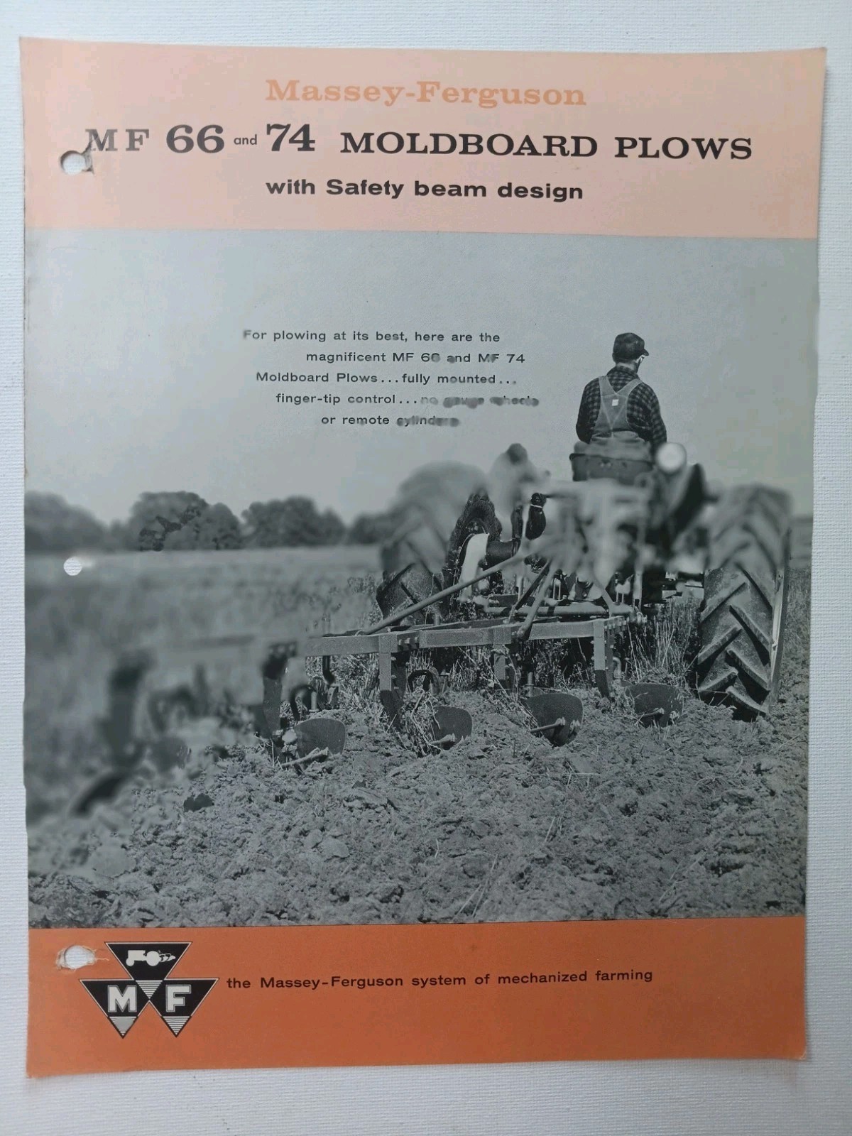 Vintage Massey Ferguson MF 66 & 74 Moldboard Plow Dealer Brochure AD 