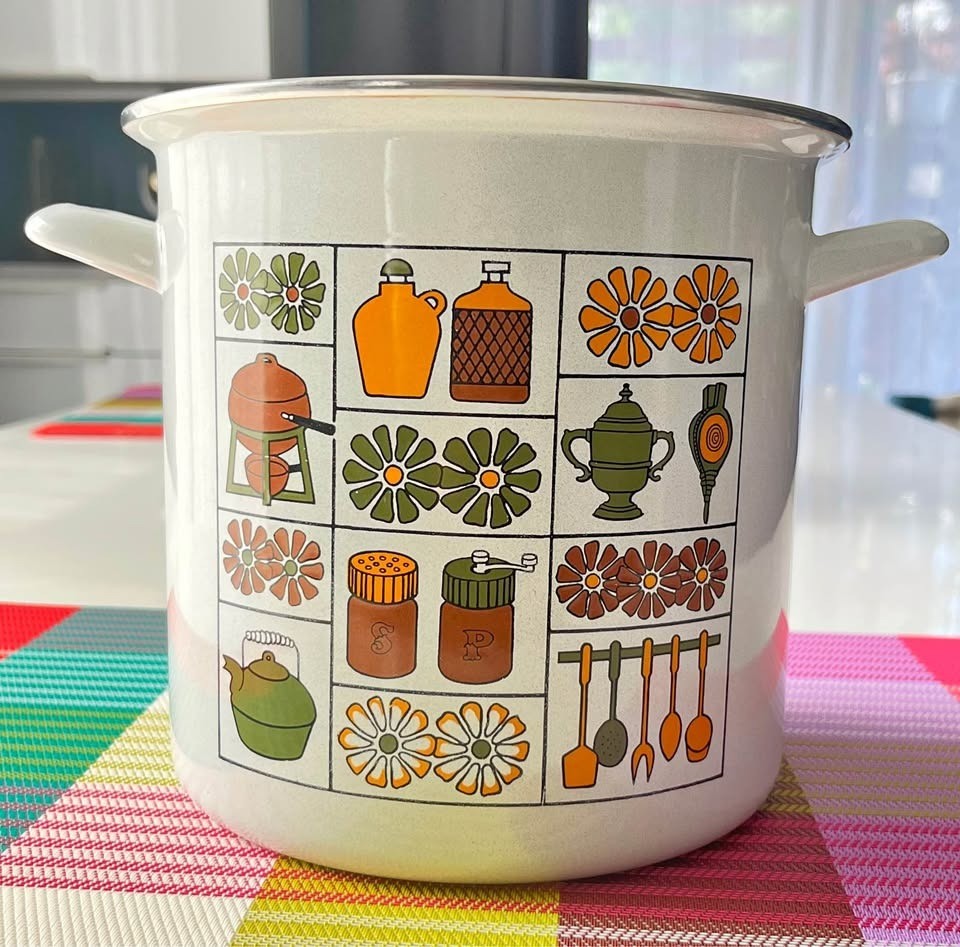 Vintage 70's GHC Cookware Group Enamel steamer POT MCM