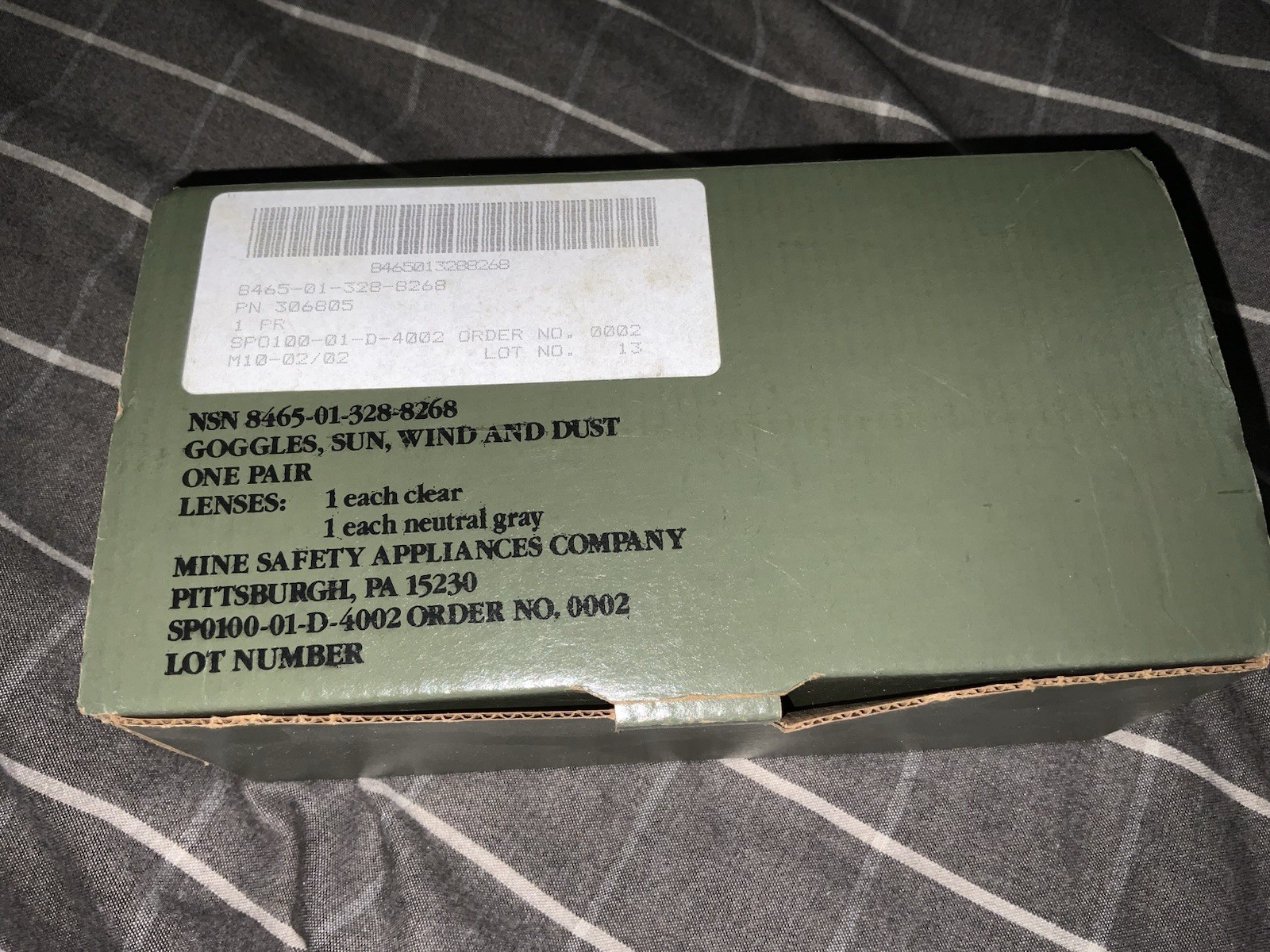 Army MSA Goggles , sun, wind & dust nsn 8465-01-328-8268   New