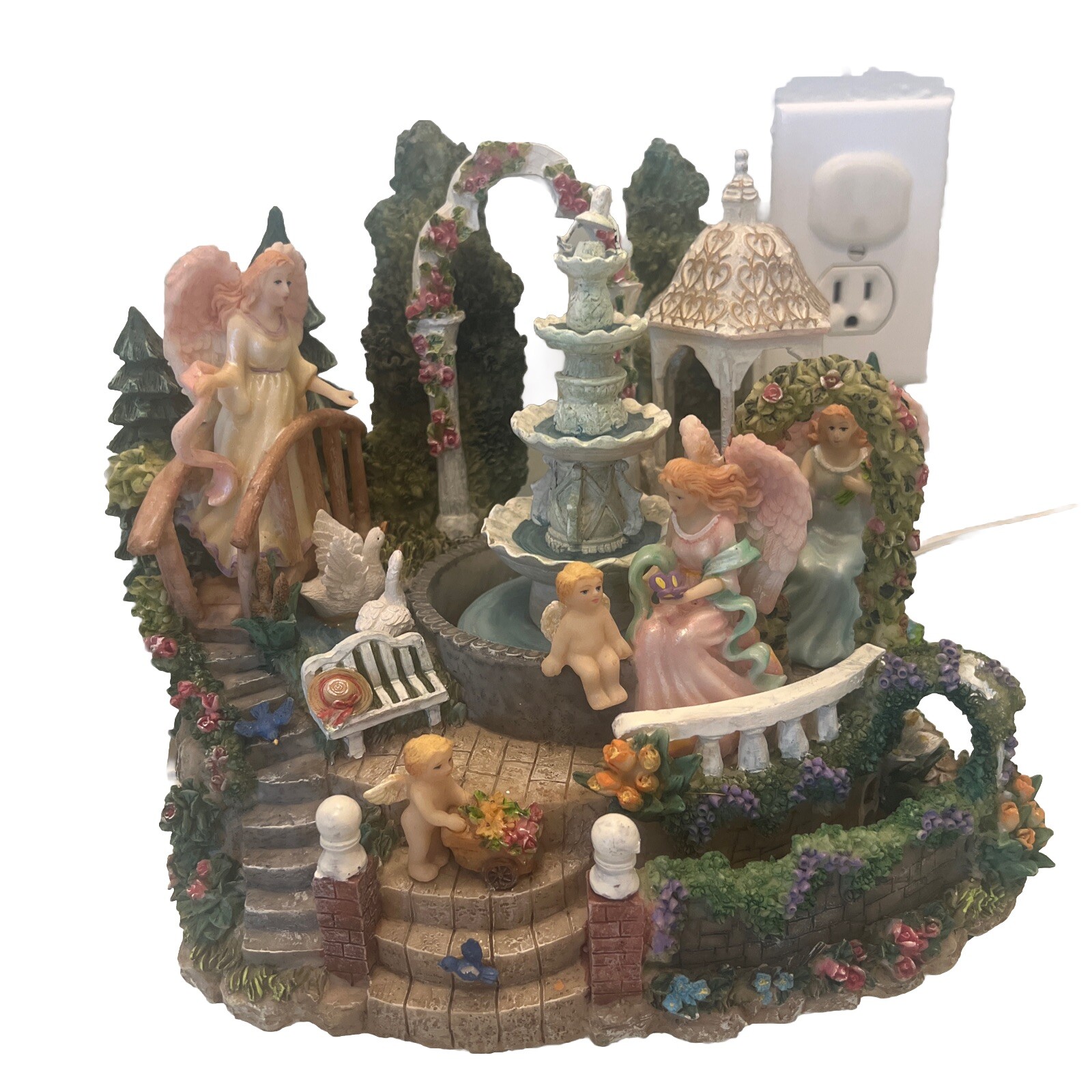 Vintage Of 1943/ Deco/Victorian Lakeside Garden Scene - Revolving & Musical
