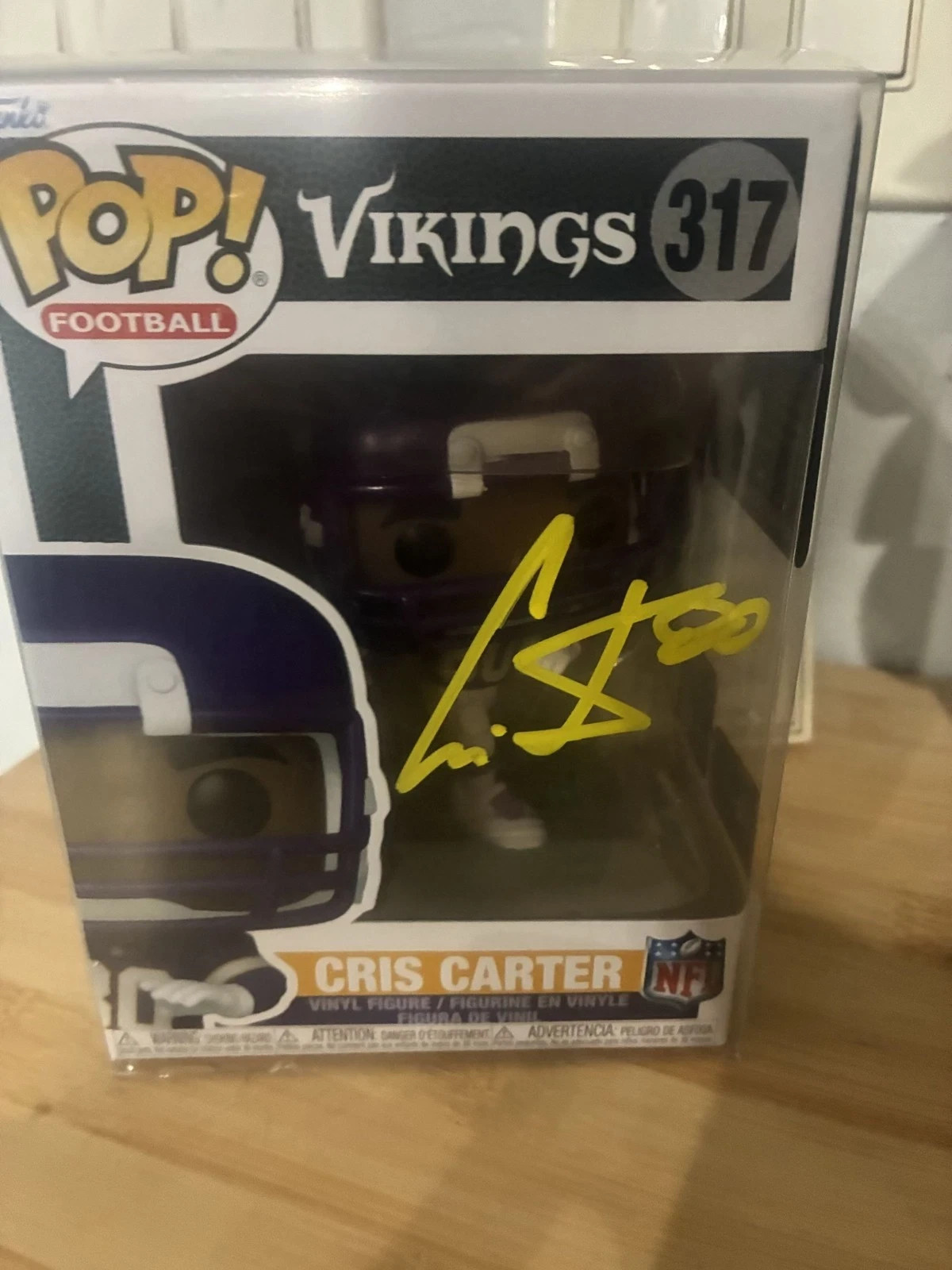 Funko Pop NFL Vikings Cris Carter #317 Signed -with protector-2-6-9