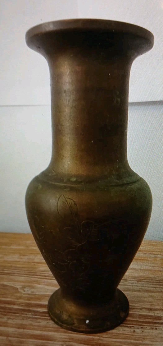 Brass Vase Made In Hong Kong Vintage