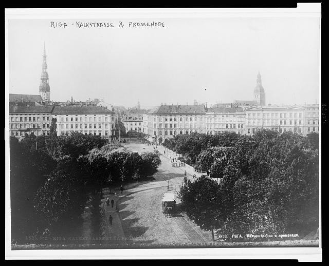 Photo:Riga Latvia 1919 Kalkstrasse Promenade Aerial View Streets Buildings