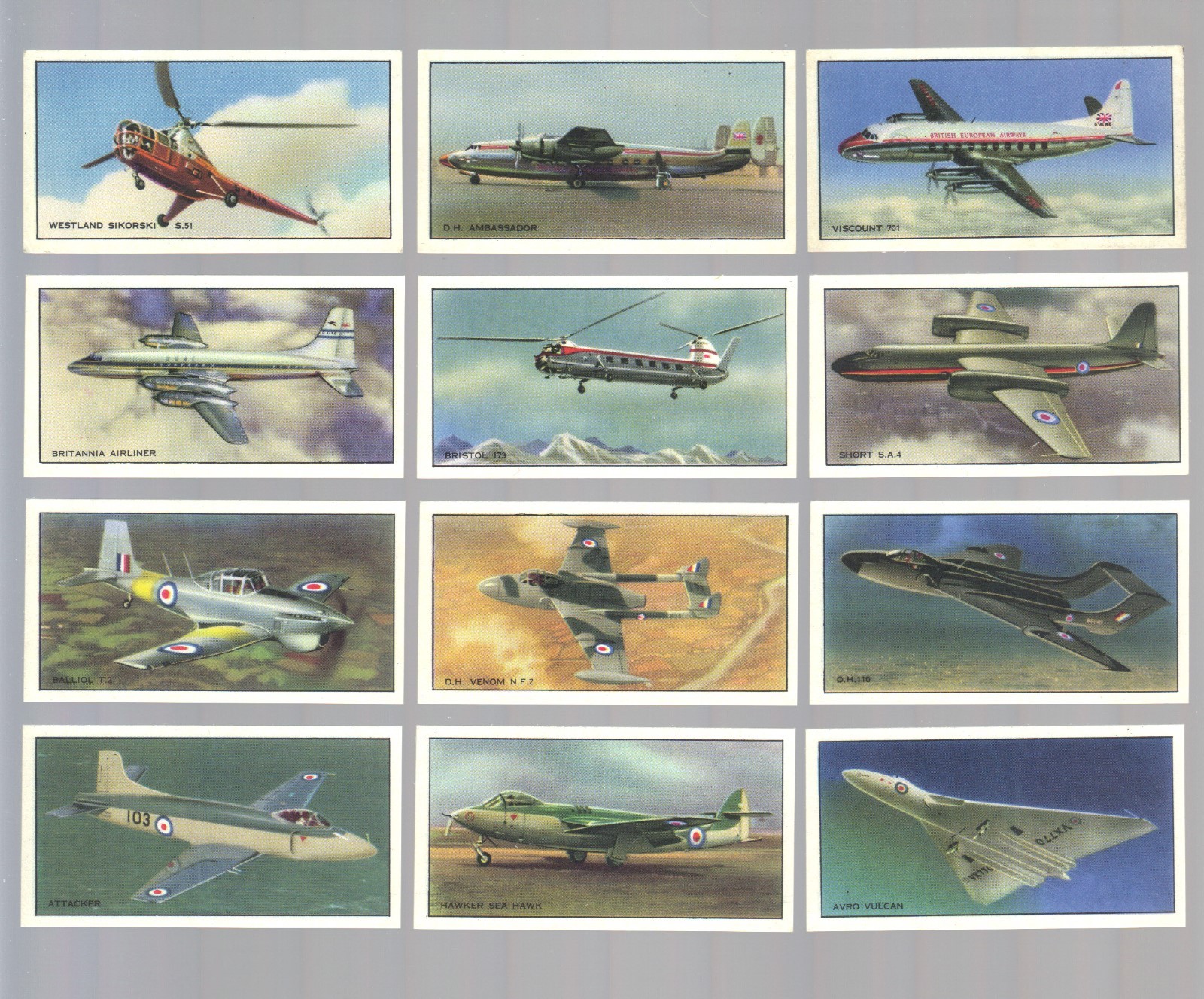 CIGARETTE/TRADE/CARDS.Beaulahs.MODERN BRITISH AIRCRAFT.(1963). (Full Set of 24).