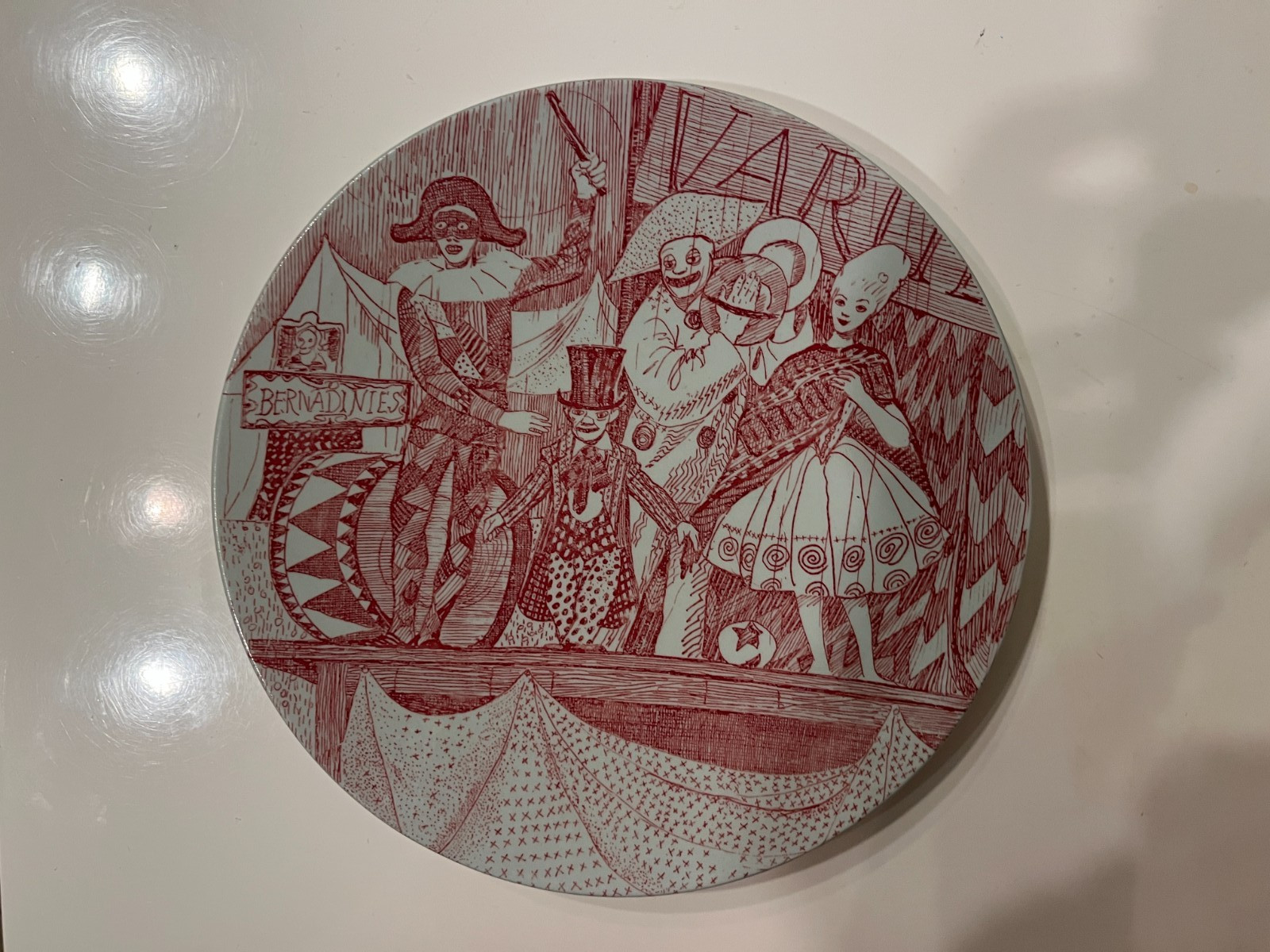 Vintage Nymolle Denmark Paul Hoyrup Circus Pierrot Red Hanging Plate 3851-173 M