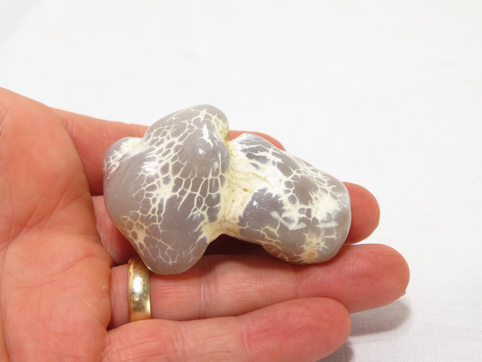 Vtg 90GRAM POLISHED SNAKESKIN QUARTZ AGATE DISPLAY STONE, OREGON Healing Crystal