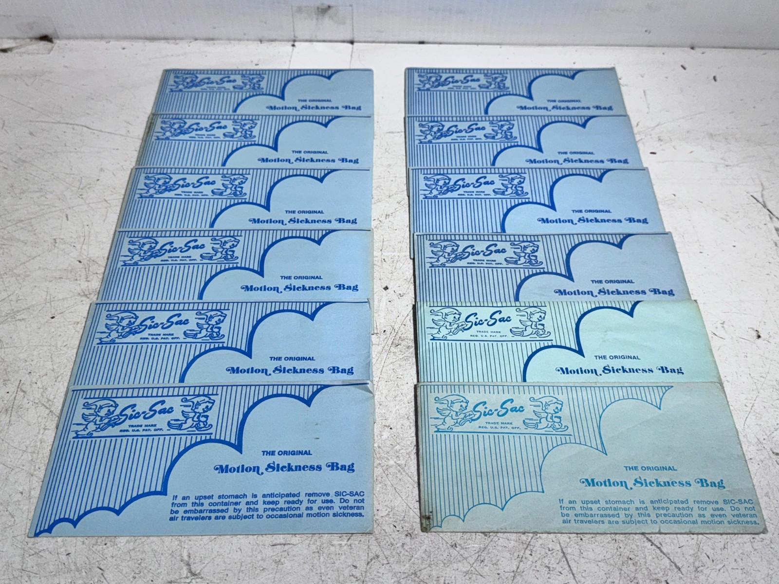 Vintage Sic-Sac The Original Motion Sickness Bag - Lot of 12