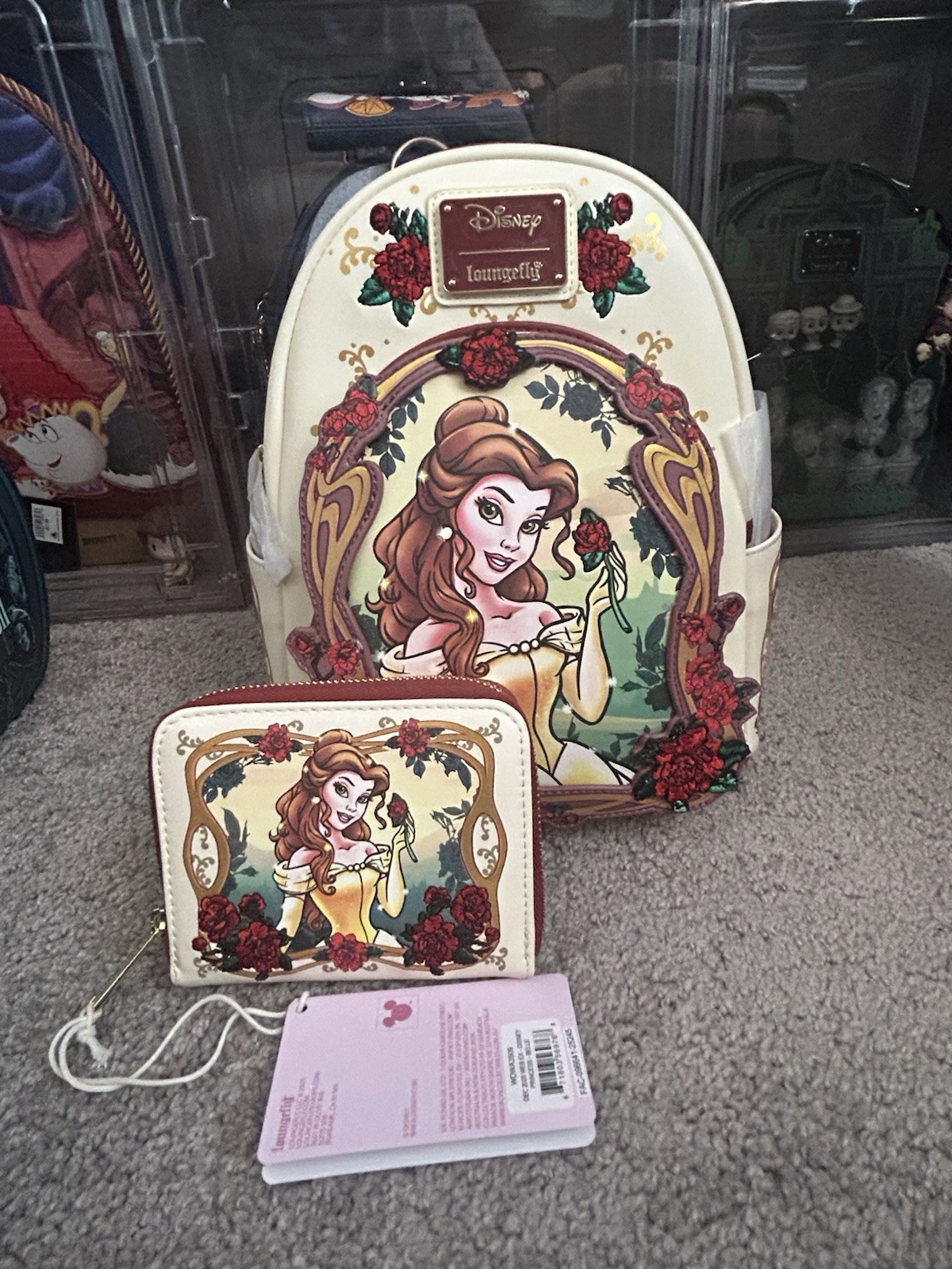 NWT Sold Out Loungefly Beauty and the Beast Exclusive Floral Backpack/Wallet Set
