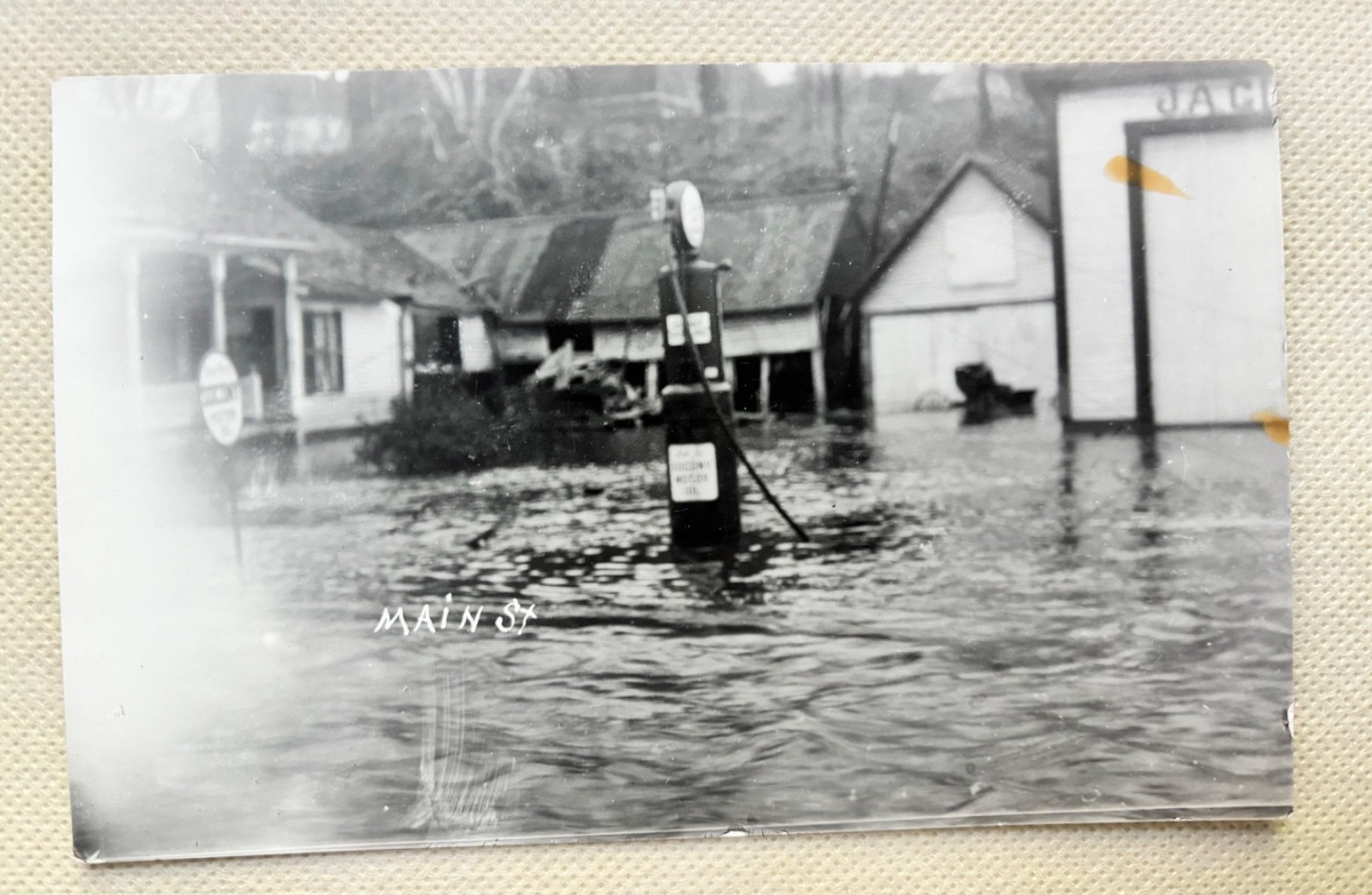 Plymouth MA RPPC Main St Flood Gas Station Pumps Vintage Postcard Plymouth MA RPPC Main St Flood Gas Station Pumps Vintage Postcard