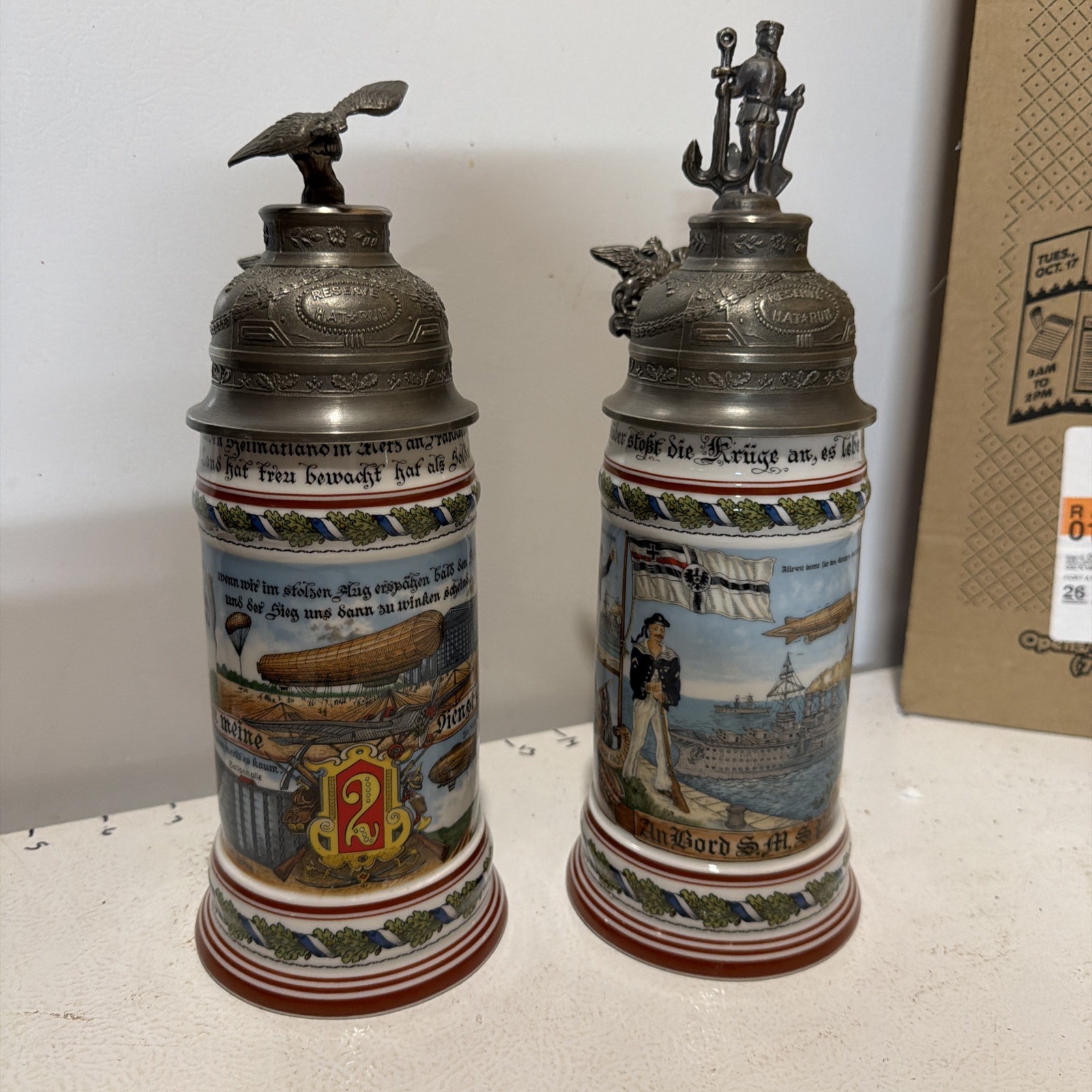 WWI Regimental Stein Kaiser W Germany flight & Artillery Grouping